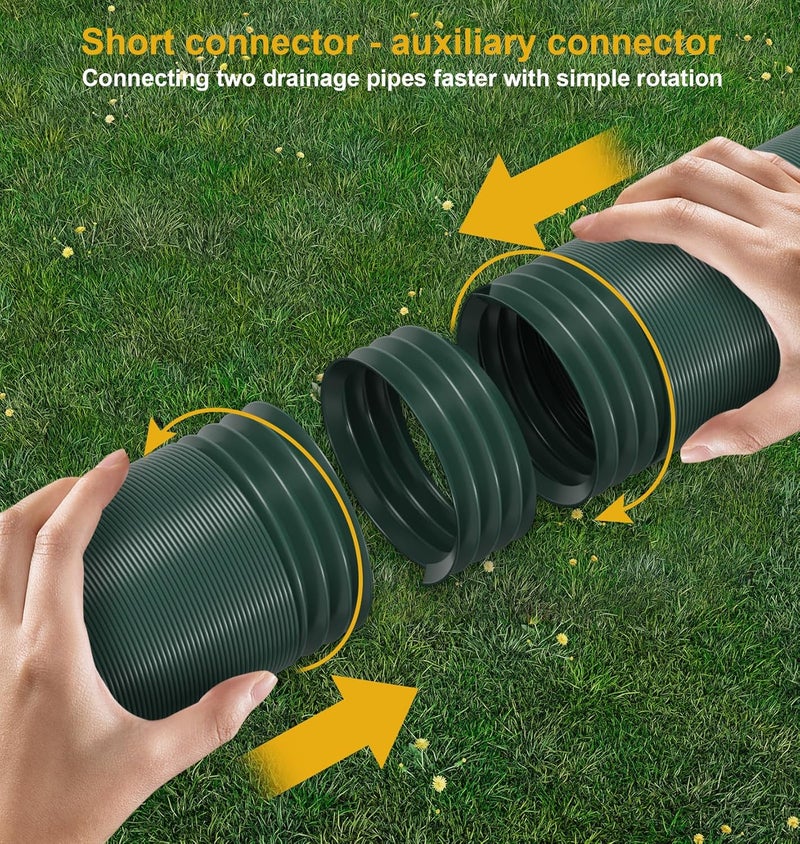 Ogutter Rain Gutter Downspout Extensions, Downspout Extender for Rainwater Drainage Flexible, Extendable 58"+66" Down Spout Drain Extension Pipes (2 Pack, Green) - Image 4